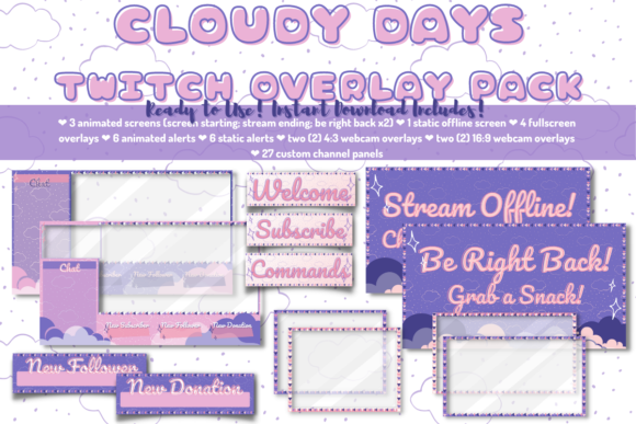 Download Cloudy Days Twitch Stream Overlay Pack - Twitch Collection