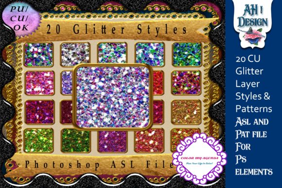 Download 20 PSE Glitter Layer Styles &amp; Patterns - Layer styles Collection