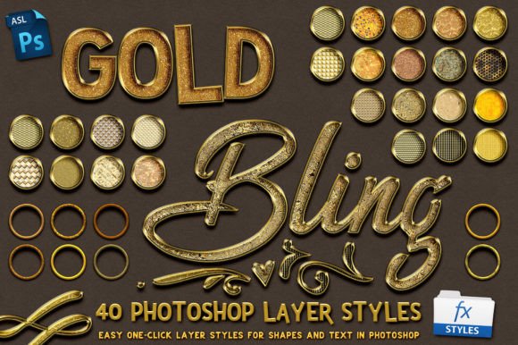 Download Gold Bling Photoshop Layer Styles - Layer styles Collection