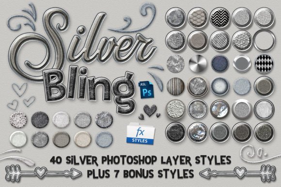 Download Silver Bling Photoshop Layer Styles - Layer styles Collection