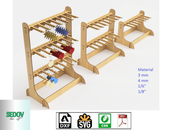 Download Key Chains Laser Cut Display Case 3 Size - Display Collection