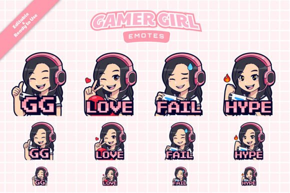 Download Gamer Girl Twitch Emotes Set - Twitch Collection