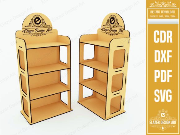Download Laser Cut 4 Shelf Display Stand Svg File - Display Collection