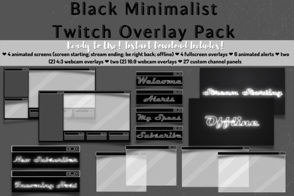 Download Black Minimalist Twitch Stream Package - Premium Resources
