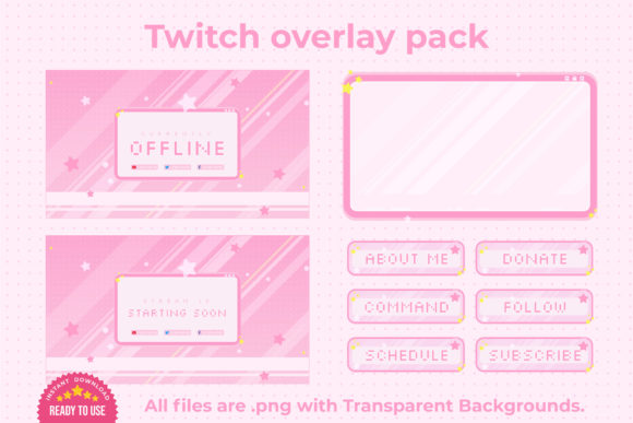 Download Cute Pink Twitch Overlay Stream Package - Twitch Collection