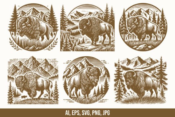 Download Bison in Wildlife Vector Bundle - Wildlife Collection