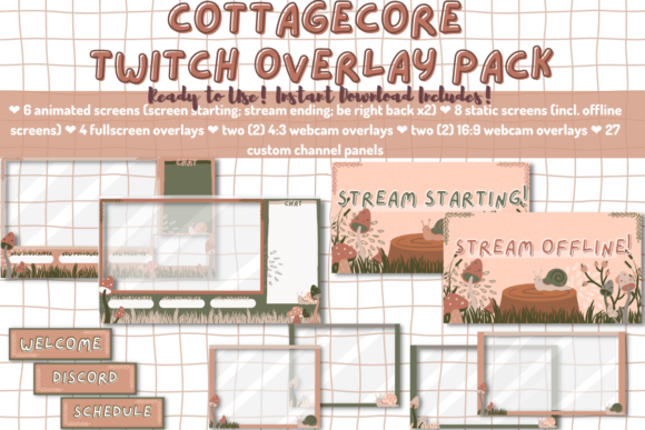 Download Cottagecore Twitch Stream Overlay Pack - Premium Bundle