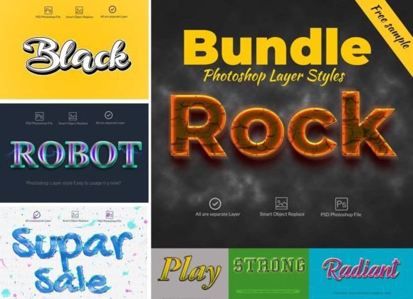 Download Bundle Photoshop Layer Styles - Layer styles Collection